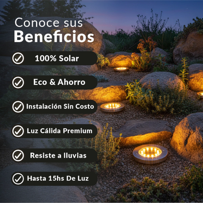Estaca Solar Premium x4 - 12 LEDs cálidas