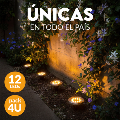 Estaca Solar Premium x4 - 12 LEDs cálidas